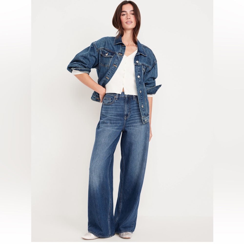 Old Navy High-Rise Baggy Wide Leg Drapey Denim size 00